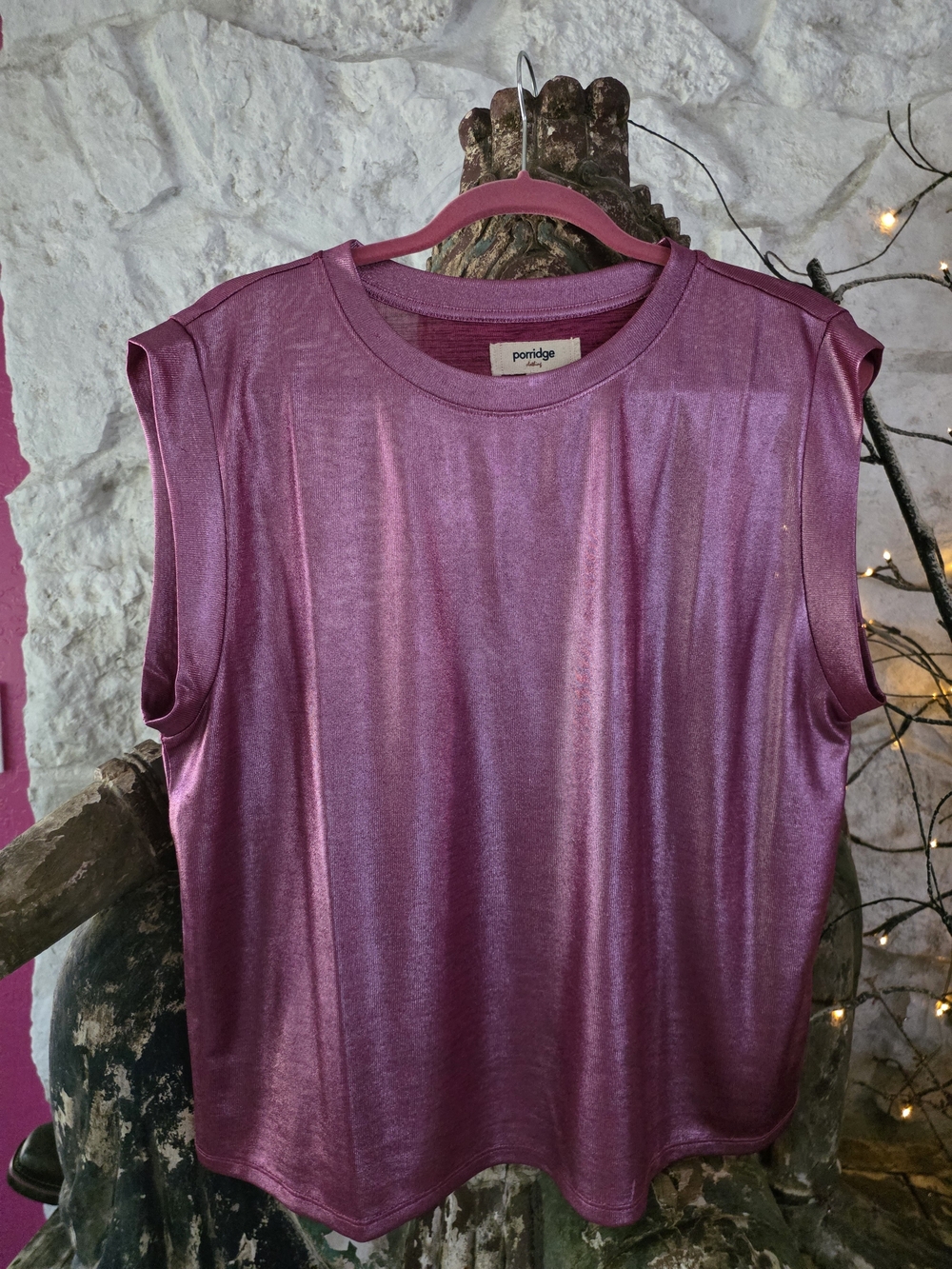 Free People Metallic Bronze Sleeveless Tank Top - Women's Shiny Muscle Tee